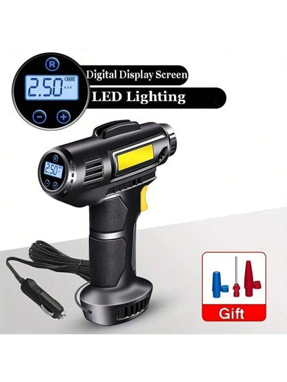 Portable Car Air Compressor, Handheld Car Inflatable Pump, Electric Automobiles Tire Inflator With LED Light For Car Motorcycle Bicycle