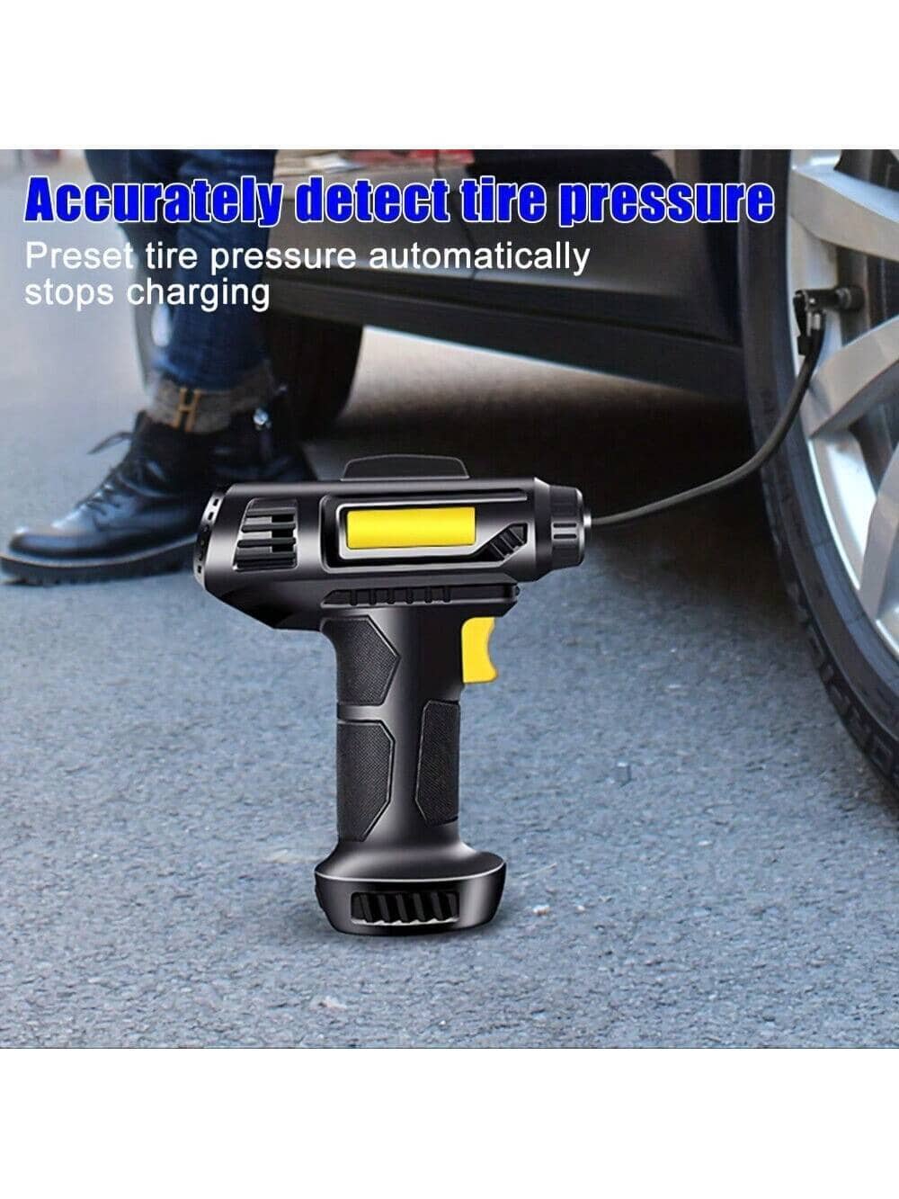Portable Car Air Compressor, Handheld Car Inflatable Pump, Electric Automobiles Tire Inflator With LED Light For Car Motorcycle Bicycle