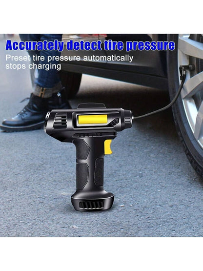 Portable Car Air Compressor, Handheld Car Inflatable Pump, Electric Automobiles Tire Inflator With LED Light For Car Motorcycle Bicycle