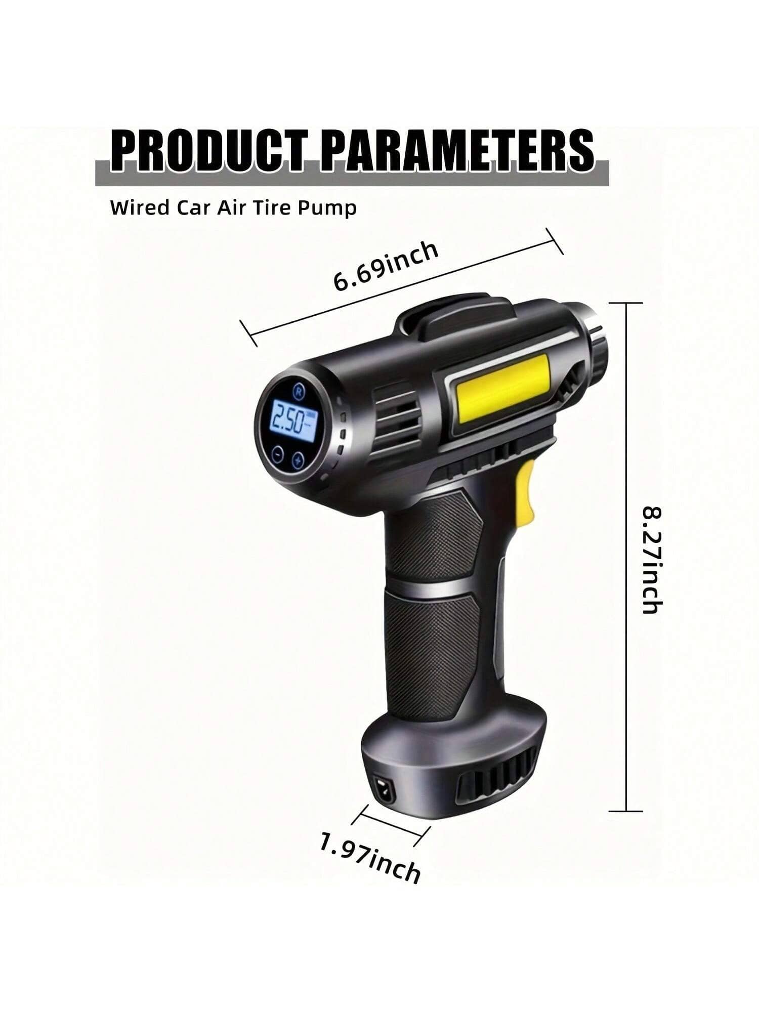 Portable Car Air Compressor, Handheld Car Inflatable Pump, Electric Automobiles Tire Inflator With LED Light For Car Motorcycle Bicycle
