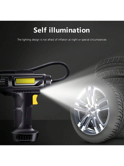 Portable Car Air Compressor, Handheld Car Inflatable Pump, Electric Automobiles Tire Inflator With LED Light For Car Motorcycle Bicycle