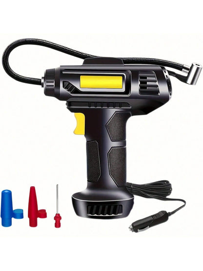 Portable Car Air Compressor, Handheld Car Inflatable Pump, Electric Automobiles Tire Inflator With LED Light For Car Motorcycle Bicycle