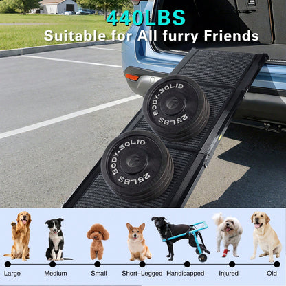 Portable Car Ramp For Medium Large Dogs 71''x 17'' Large Folding Pet Stair Ramps Non-Slip Folding Dog Access Step Outdoor Dog Car Ramp For Truck SUV