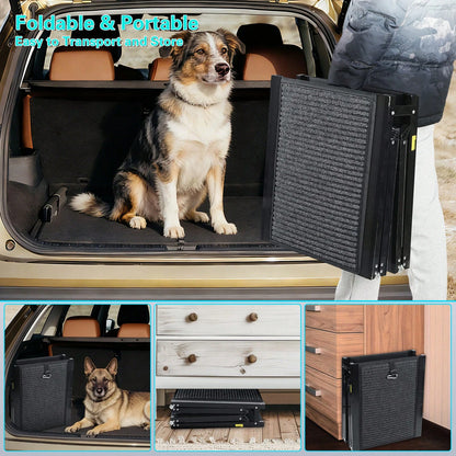 Portable Car Ramp For Medium Large Dogs 71''x 17'' Large Folding Pet Stair Ramps Non-Slip Folding Dog Access Step Outdoor Dog Car Ramp For Truck SUV