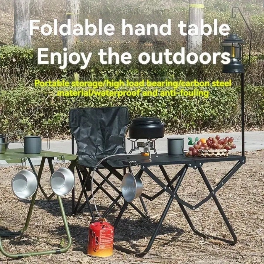 Portable Folding Camping Table, Lightweight Iron Picnic Table, Portable Design Suitable For Camping, Beach Barbecue, Parties, Hiking (Foldable),Outdoor Picnic Table,Tool-Free Quick Setup Portable