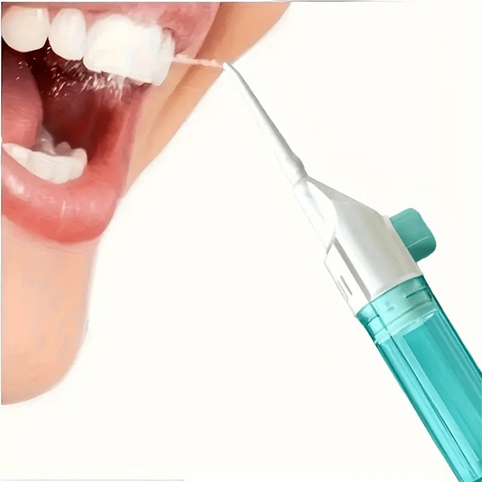 Portable Manual High-Pressure Flusher, Tooth Washer.ABS Material, High-Pressure Pulse Technology, Push-Button Design, Detachable Nozzle.No Need For Electric Drive, Suitable For Family Travel, Essentia