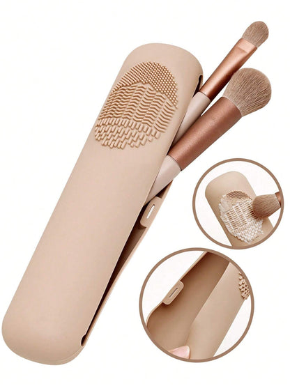 Portable Silicone Makeup Brush Holder- Soft & Fashionable Travel Makeup Organizer, White,Giveaways
