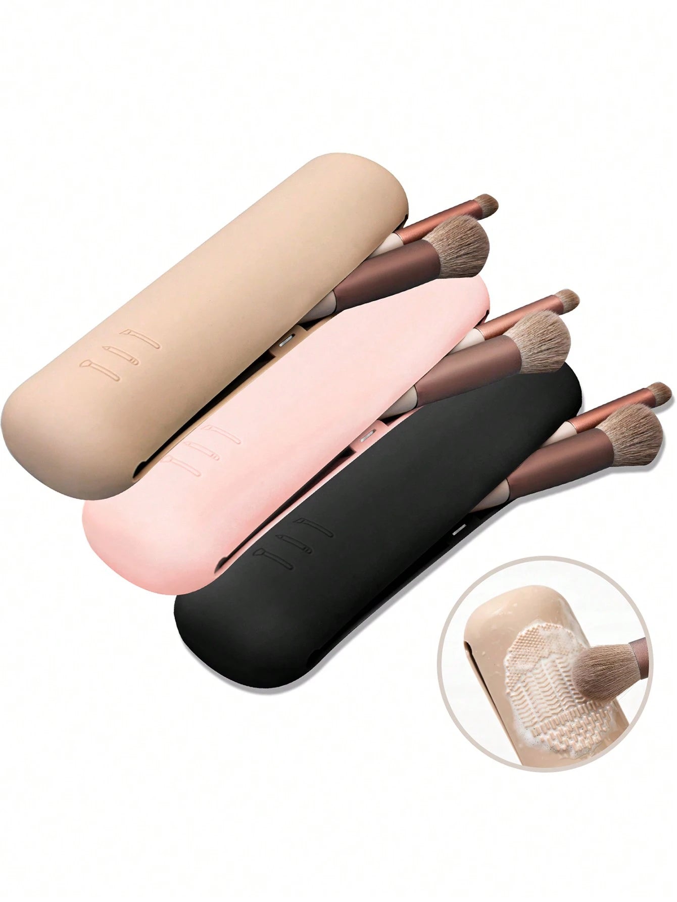 Portable Silicone Makeup Brush Holder- Soft & Fashionable Travel Makeup Organizer, White,Giveaways