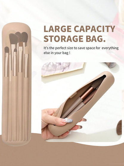 Portable Silicone Makeup Brush Holder- Soft & Fashionable Travel Makeup Organizer, White,Giveaways