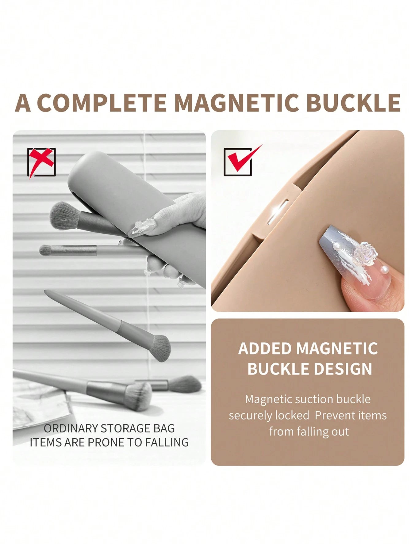 Portable Silicone Makeup Brush Holder- Soft & Fashionable Travel Makeup Organizer, White,Giveaways