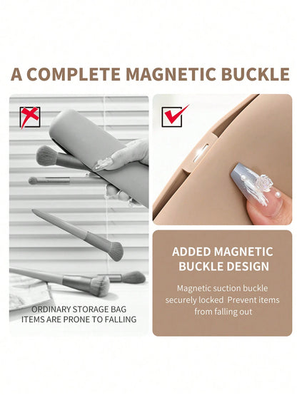 Portable Silicone Makeup Brush Holder- Soft & Fashionable Travel Makeup Organizer, White,Giveaways