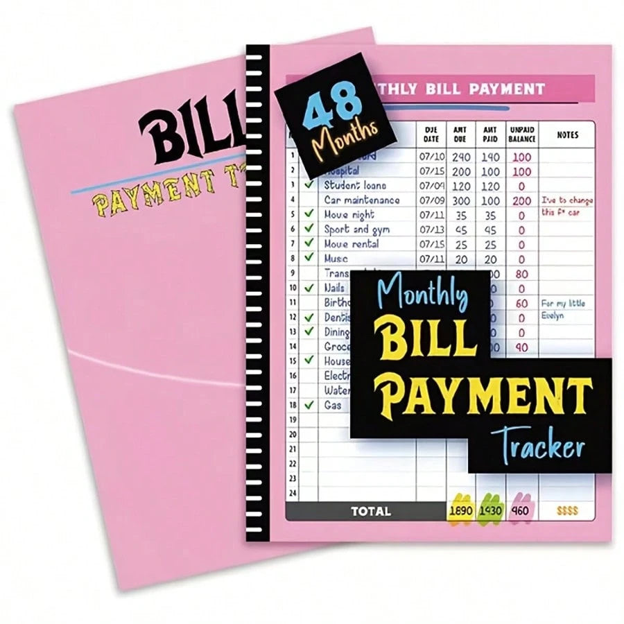 Practical 4-Year 48-Month Monthly Bill Tracker Notebook, Family Financial Budget Planner Journal For Expense Payment Log & Debt Repayment Planning, Household Money Management Organizer, Free Gift 2 St