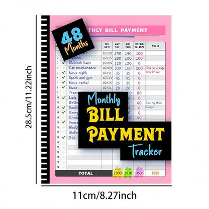 Practical 4-Year 48-Month Monthly Bill Tracker Notebook, Family Financial Budget Planner Journal For Expense Payment Log & Debt Repayment Planning, Household Money Management Organizer, Free Gift 2 St