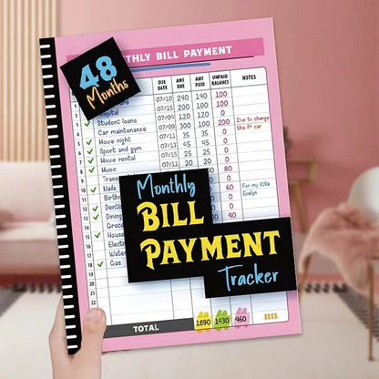 Practical 4-Year 48-Month Monthly Bill Tracker Notebook, Family Financial Budget Planner Journal For Expense Payment Log & Debt Repayment Planning, Household Money Management Organizer, Free Gift 2 St