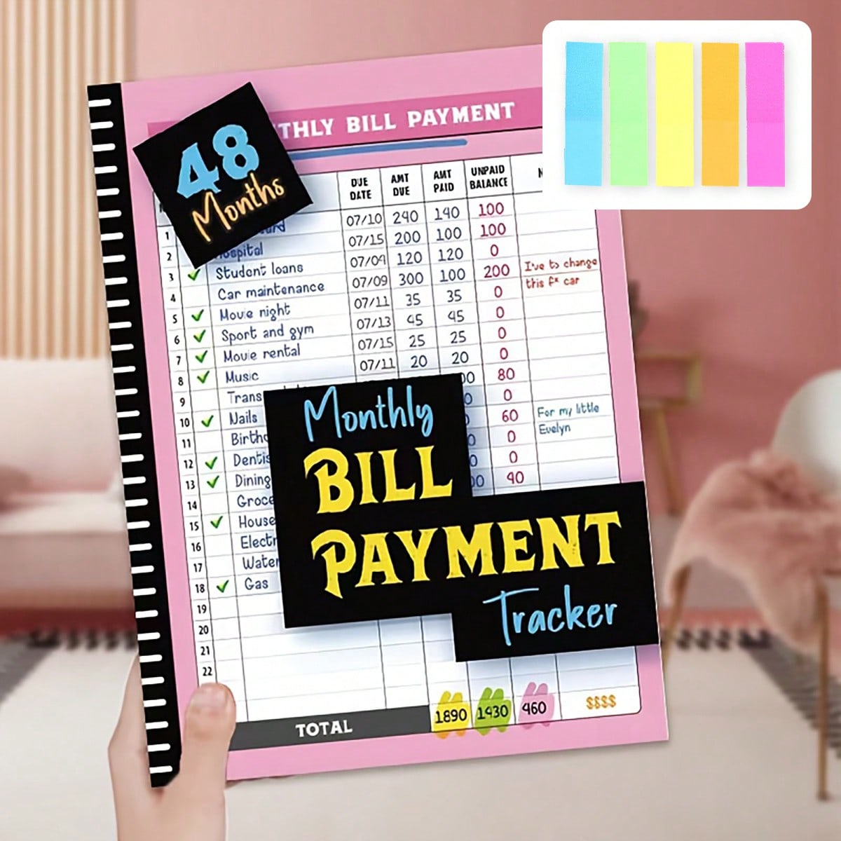 Practical 4-Year 48-Month Monthly Bill Tracker Notebook, Family Financial Budget Planner Journal For Expense Payment Log & Debt Repayment Planning, Household Money Management Organizer, Free Gift 2 St