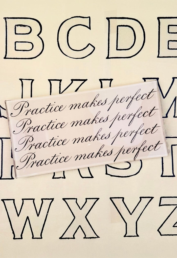 Practice Makes Perfect Cursive Decoupage Glass Tray - Ben's Garden