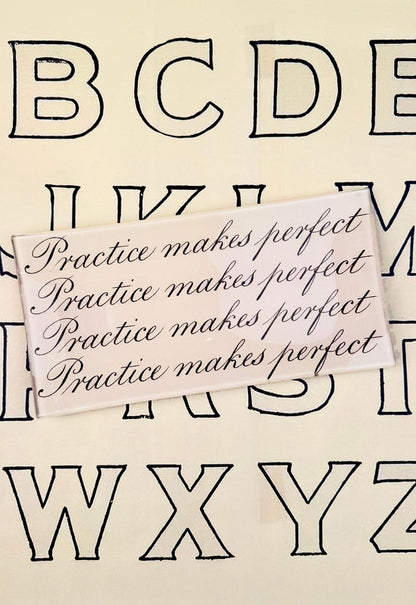 Practice Makes Perfect Cursive Decoupage Glass Tray - Ben's Garden