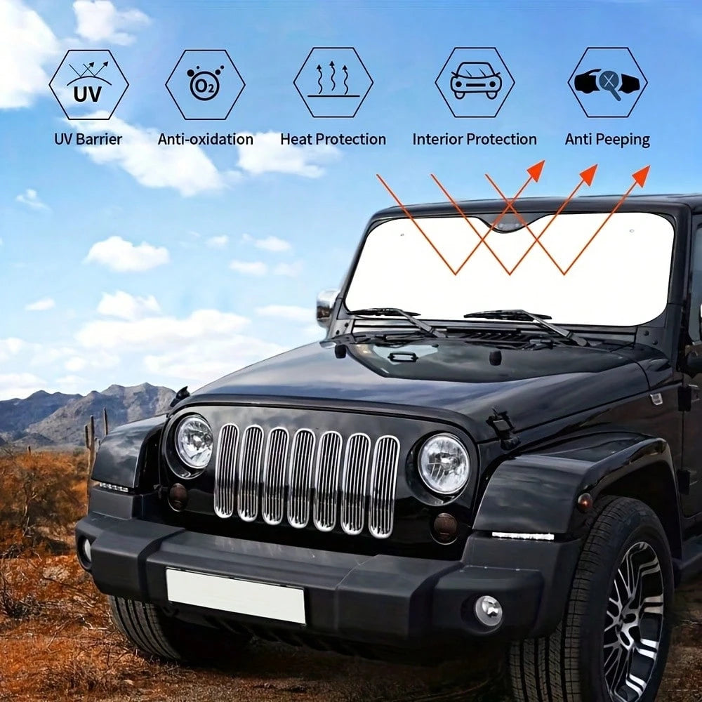Premium Car Windshield Sun Shade- Instant Sun Protector For Dashboard, Car Sun Shade For Windshield- Foldable UV Protection Sunshade For Cars, Universal Fit