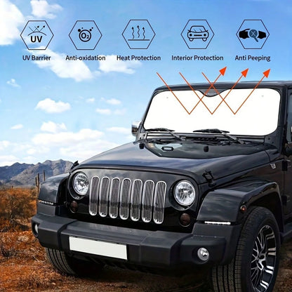 Premium Car Windshield Sun Shade- Instant Sun Protector For Dashboard, Car Sun Shade For Windshield- Foldable UV Protection Sunshade For Cars, Universal Fit