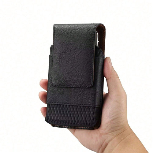 Premium Cowhide Texture PU Waist Bag, Fits Phones 6.5"/6.7"/6.9"/7.2" With Belt Clip