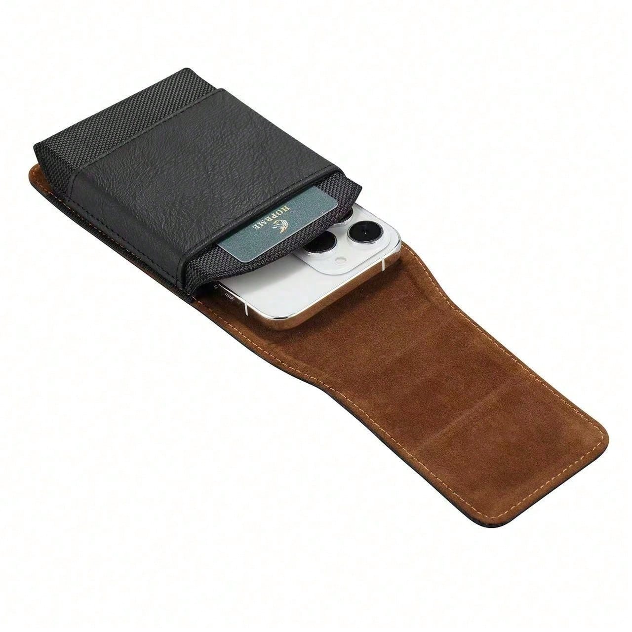 Premium Cowhide Texture PU Waist Bag, Fits Phones 6.5"/6.7"/6.9"/7.2" With Belt Clip