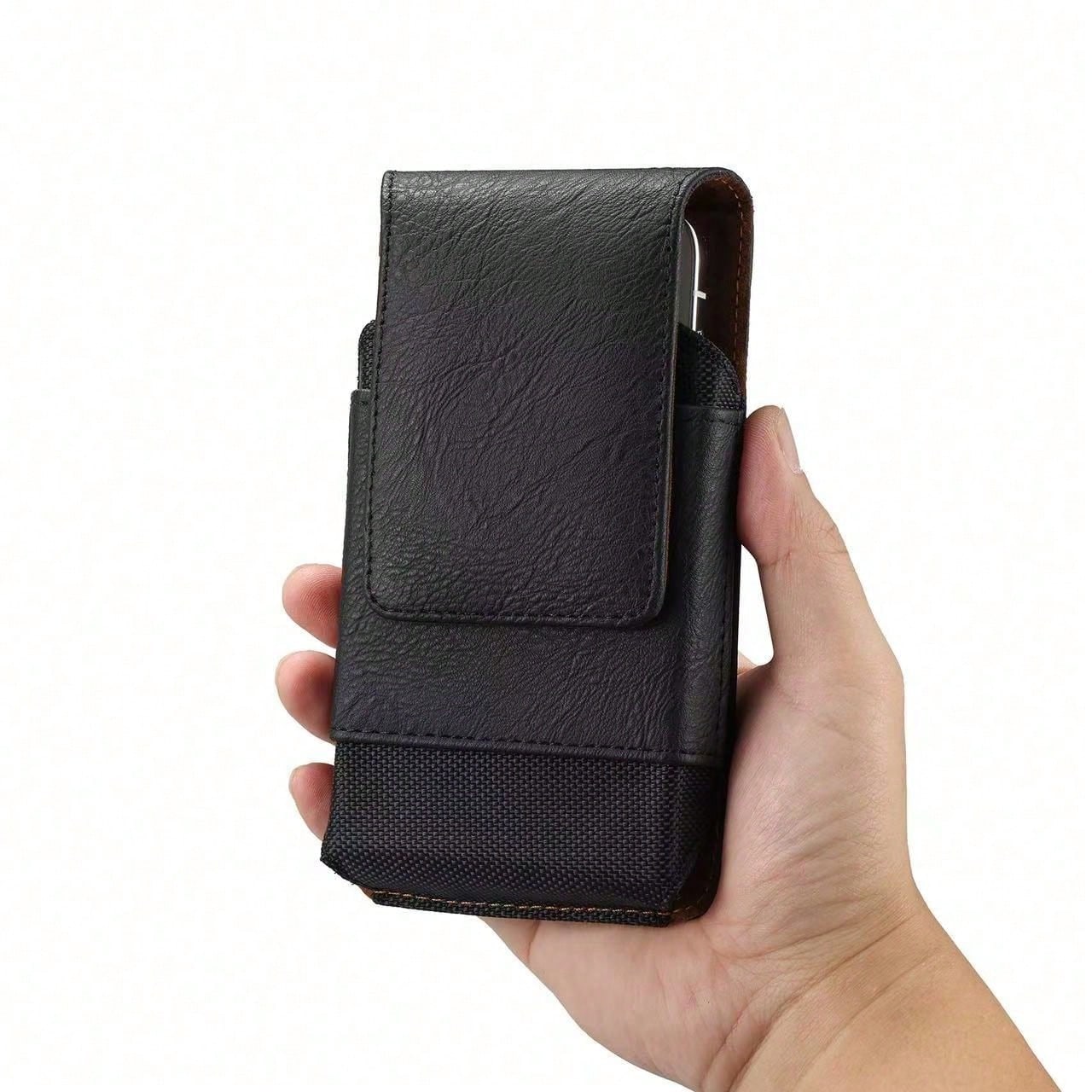 Premium Cowhide Texture PU Waist Bag, Fits Phones 6.5"/6.7"/6.9"/7.2" With Belt Clip