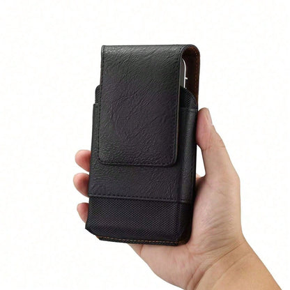 Premium Cowhide Texture PU Waist Bag, Fits Phones 6.5"/6.7"/6.9"/7.2" With Belt Clip