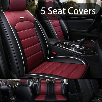 Premium Full Set Car Seat Covers, Waterproof Leatherette Auto Seat Protectors With Non-Slip Backing- Universal Fit For Most Vehicles (Sedan/SUV/Truck), 5-Seat Coverage, Easy Installation