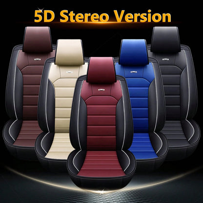 Premium Full Set Car Seat Covers, Waterproof Leatherette Auto Seat Protectors With Non-Slip Backing- Universal Fit For Most Vehicles (Sedan/SUV/Truck), 5-Seat Coverage, Easy Installation