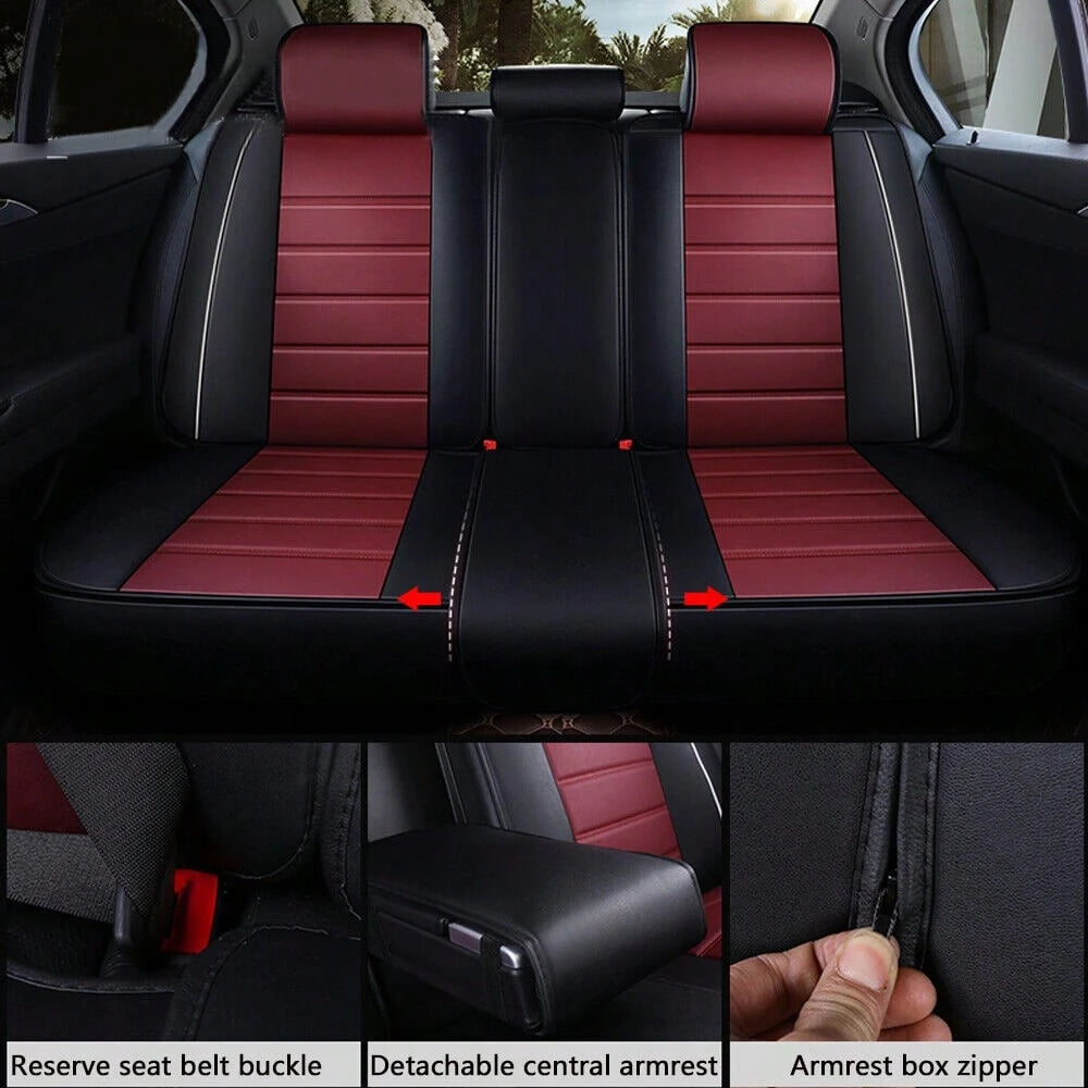 Premium Full Set Car Seat Covers, Waterproof Leatherette Auto Seat Protectors With Non-Slip Backing- Universal Fit For Most Vehicles (Sedan/SUV/Truck), 5-Seat Coverage, Easy Installation