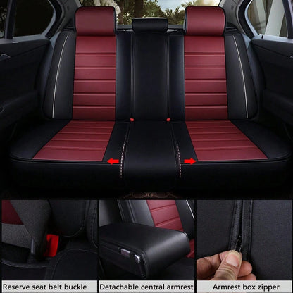 Premium Full Set Car Seat Covers, Waterproof Leatherette Auto Seat Protectors With Non-Slip Backing- Universal Fit For Most Vehicles (Sedan/SUV/Truck), 5-Seat Coverage, Easy Installation