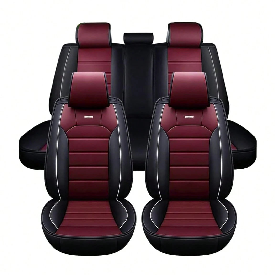 Premium Full Set Car Seat Covers, Waterproof Leatherette Auto Seat Protectors With Non-Slip Backing- Universal Fit For Most Vehicles (Sedan/SUV/Truck), 5-Seat Coverage, Easy Installation