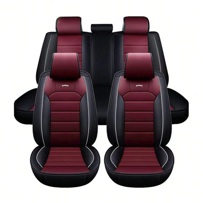 Premium Full Set Car Seat Covers, Waterproof Leatherette Auto Seat Protectors With Non-Slip Backing- Universal Fit For Most Vehicles (Sedan/SUV/Truck), 5-Seat Coverage, Easy Installation