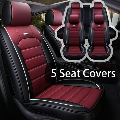 Premium Full Set Car Seat Covers, Waterproof Leatherette Auto Seat Protectors With Non-Slip Backing- Universal Fit For Most Vehicles (Sedan/SUV/Truck), 5-Seat Coverage, Easy Installation