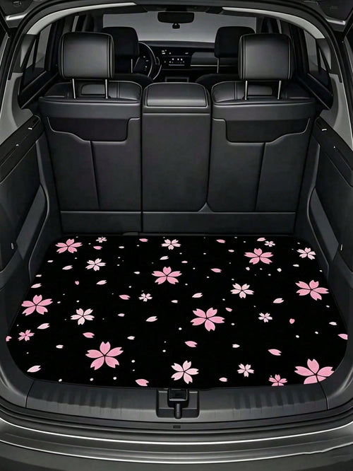 Printed Car Trunk Mat, Essential Travel Accessory, Suitable For Various Car Models, Elegant Car Decor, Minimalist Floral Pattern, Enhances Car Interior, Keeps Trunk Clean And Dry, Suitable For Daily C