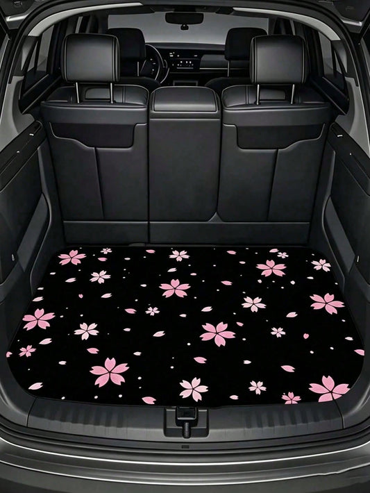 Printed Car Trunk Mat, Essential Travel Accessory, Suitable For Various Car Models, Elegant Car Decor, Minimalist Floral Pattern, Enhances Car Interior, Keeps Trunk Clean And Dry, Suitable For Daily C