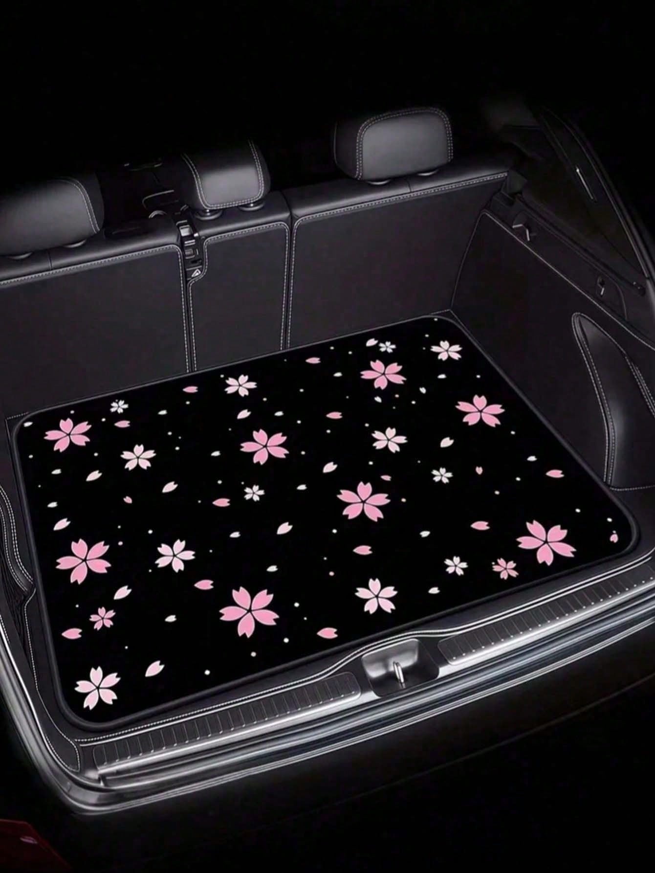 Printed Car Trunk Mat, Essential Travel Accessory, Suitable For Various Car Models, Elegant Car Decor, Minimalist Floral Pattern, Enhances Car Interior, Keeps Trunk Clean And Dry, Suitable For Daily C