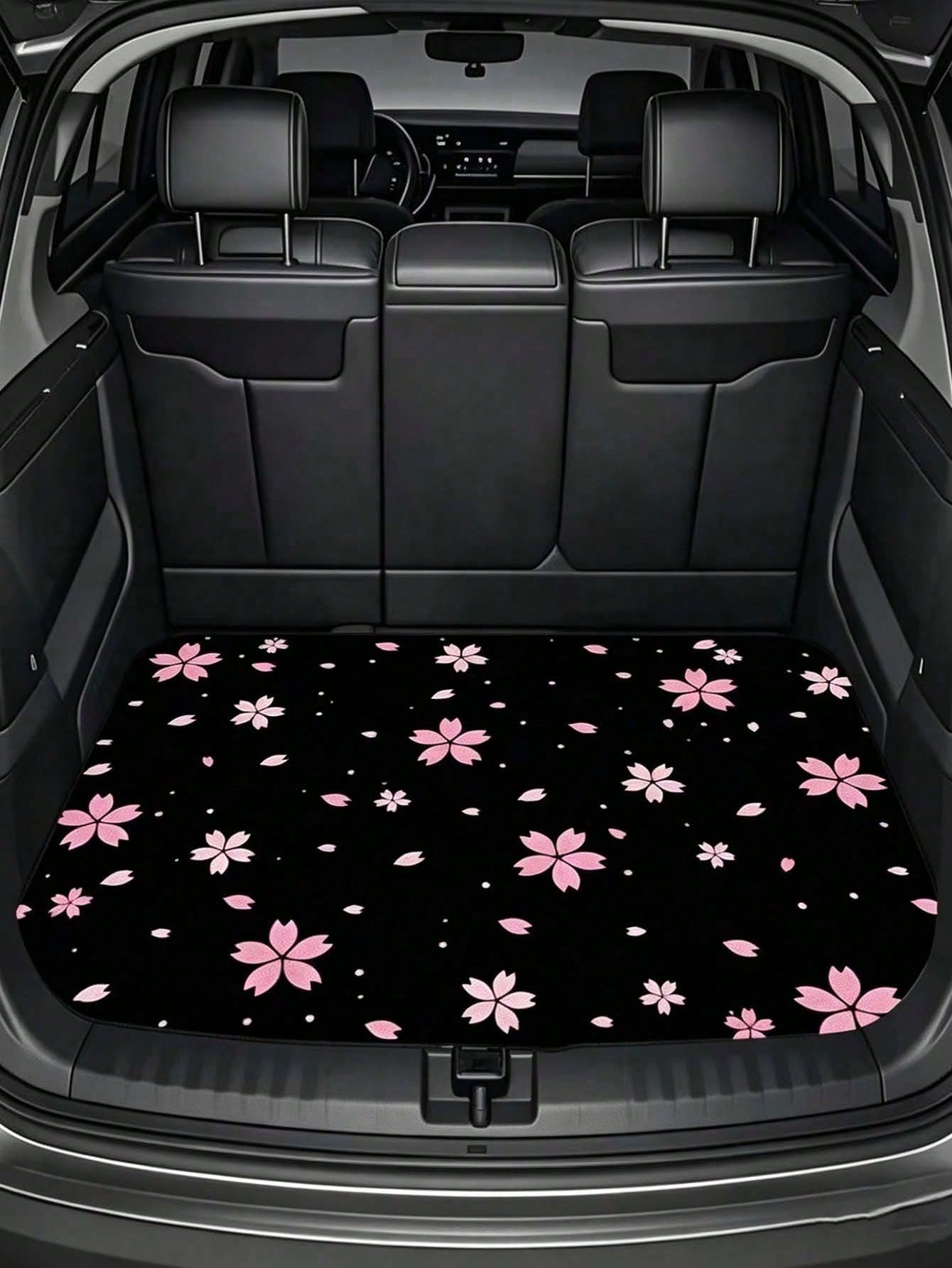 Printed Car Trunk Mat, Essential Travel Accessory, Suitable For Various Car Models, Elegant Car Decor, Minimalist Floral Pattern, Enhances Car Interior, Keeps Trunk Clean And Dry, Suitable For Daily C