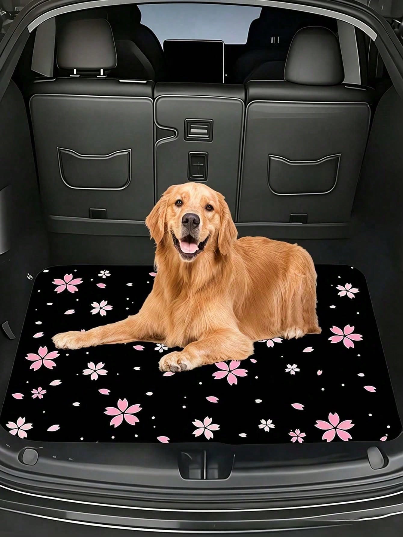 Printed Car Trunk Mat, Essential Travel Accessory, Suitable For Various Car Models, Elegant Car Decor, Minimalist Floral Pattern, Enhances Car Interior, Keeps Trunk Clean And Dry, Suitable For Daily C