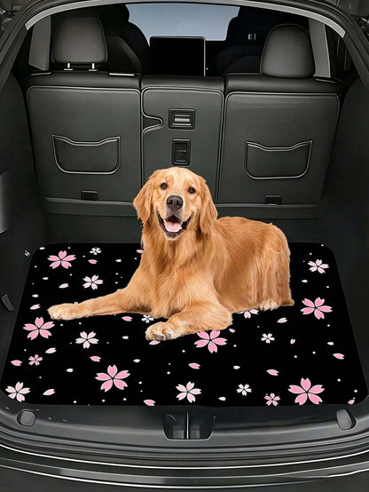 Printed Car Trunk Mat, Essential Travel Accessory, Suitable For Various Car Models, Elegant Car Decor, Minimalist Floral Pattern, Enhances Car Interior, Keeps Trunk Clean And Dry, Suitable For Daily C