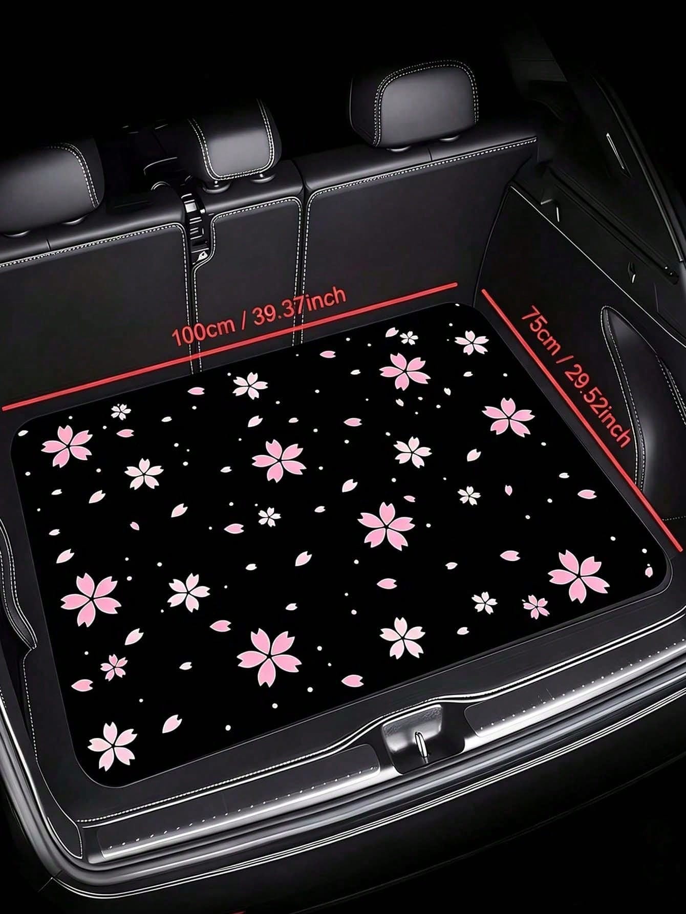 Printed Car Trunk Mat, Essential Travel Accessory, Suitable For Various Car Models, Elegant Car Decor, Minimalist Floral Pattern, Enhances Car Interior, Keeps Trunk Clean And Dry, Suitable For Daily C