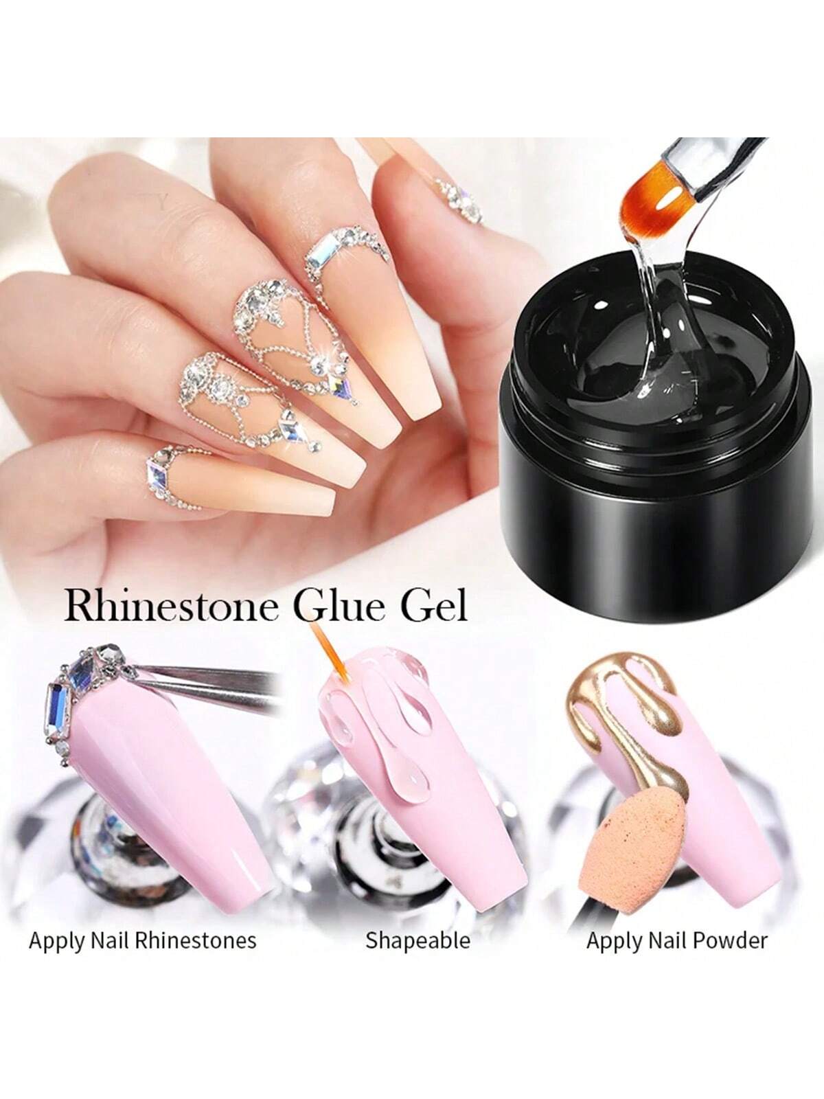 Professional Super Strong Clear Nail Rhinestone Glue For Metal Nail Charms And Rhinestone Embellishments
