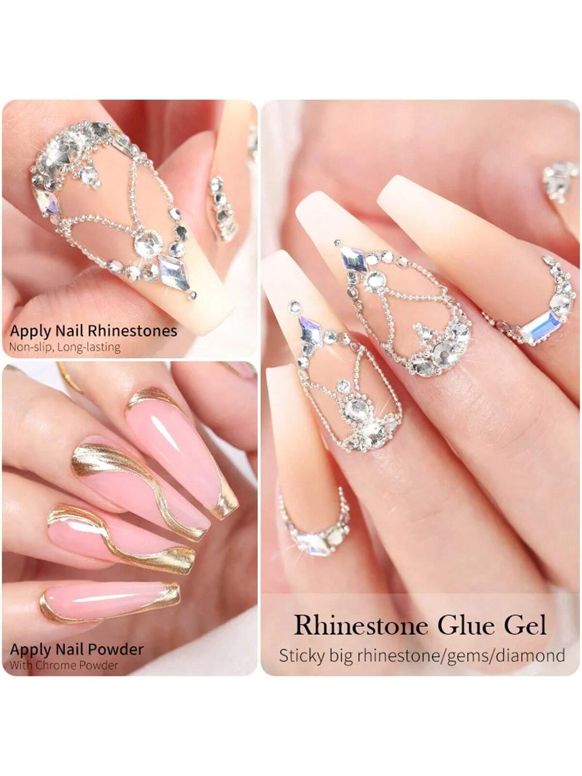Professional Super Strong Clear Nail Rhinestone Glue For Metal Nail Charms And Rhinestone Embellishments