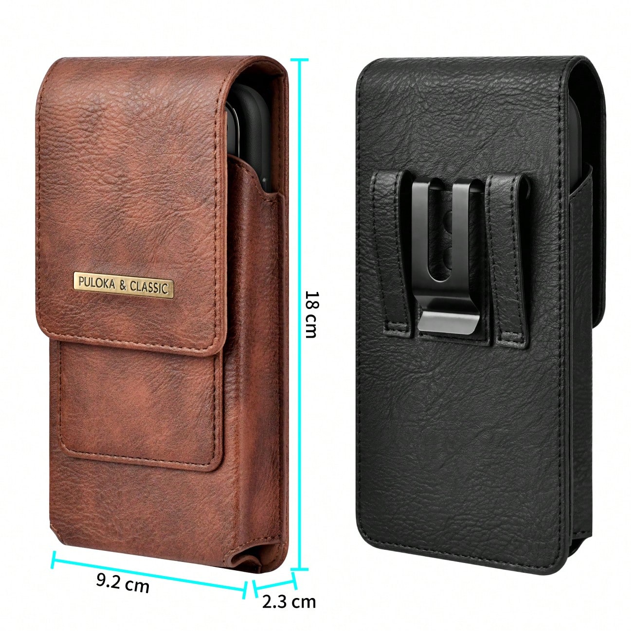 PULOKA PU Crazy Horse Leather Waist Bag With Phone Slot And Card Slot, Vertical Waist Bag Phone Case, Suitable For Outdoor, Fitness, Travel, Hands-Free Smartphone Carrying Bag