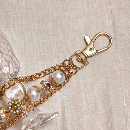 Punk Wallet Chain With Rhinestone Flower & Pearl, Layered Pants Chains Key Chain Pocket Chains Gifts For Women Men(Golden Flowers) At Women's Clothing Store