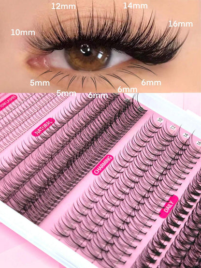 Queenice 480pcs Eyelash Clusters, Lower Lashes, Light Volume, DIY Individual Lashes, Manga Style Lashes, Natural And Voluminous Effect, Curly Lashes, Reusable Lashes, Travel And Holiday Essential, Las