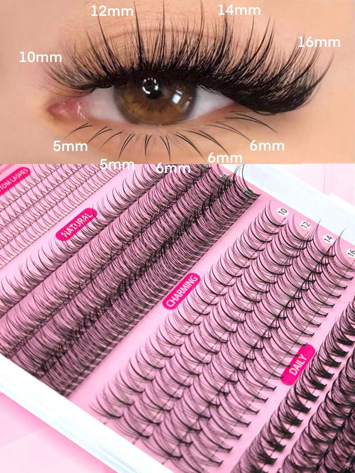 Queenice 480pcs Eyelash Clusters, Lower Lashes, Light Volume, DIY Individual Lashes, Manga Style Lashes, Natural And Voluminous Effect, Curly Lashes, Reusable Lashes, Travel And Holiday Essential, Las