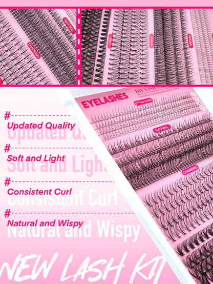 Queenice 480pcs Eyelash Clusters, Lower Lashes, Light Volume, DIY Individual Lashes, Manga Style Lashes, Natural And Voluminous Effect, Curly Lashes, Reusable Lashes, Travel And Holiday Essential, Las
