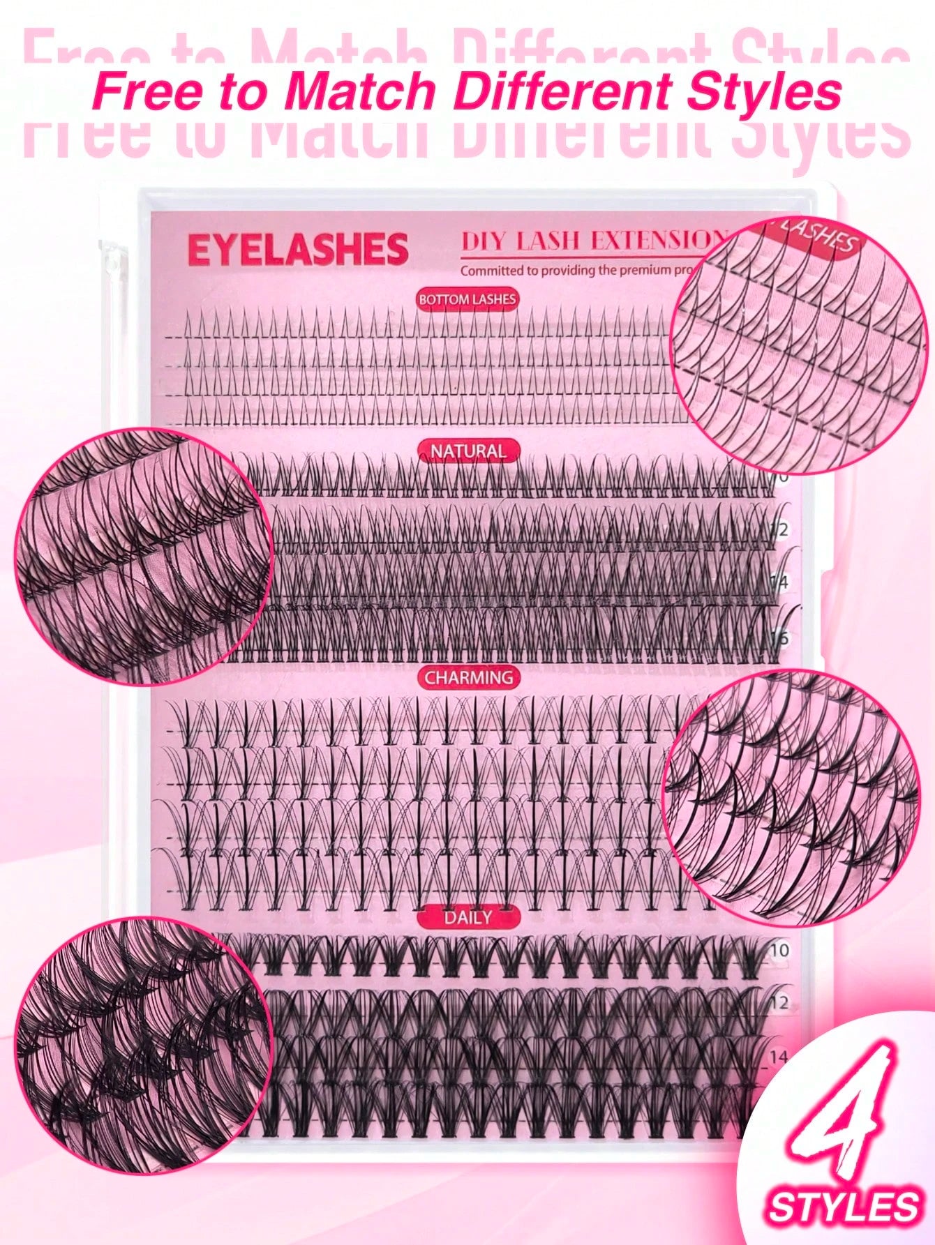 Queenice 480pcs Eyelash Clusters, Lower Lashes, Light Volume, DIY Individual Lashes, Manga Style Lashes, Natural And Voluminous Effect, Curly Lashes, Reusable Lashes, Travel And Holiday Essential, Las