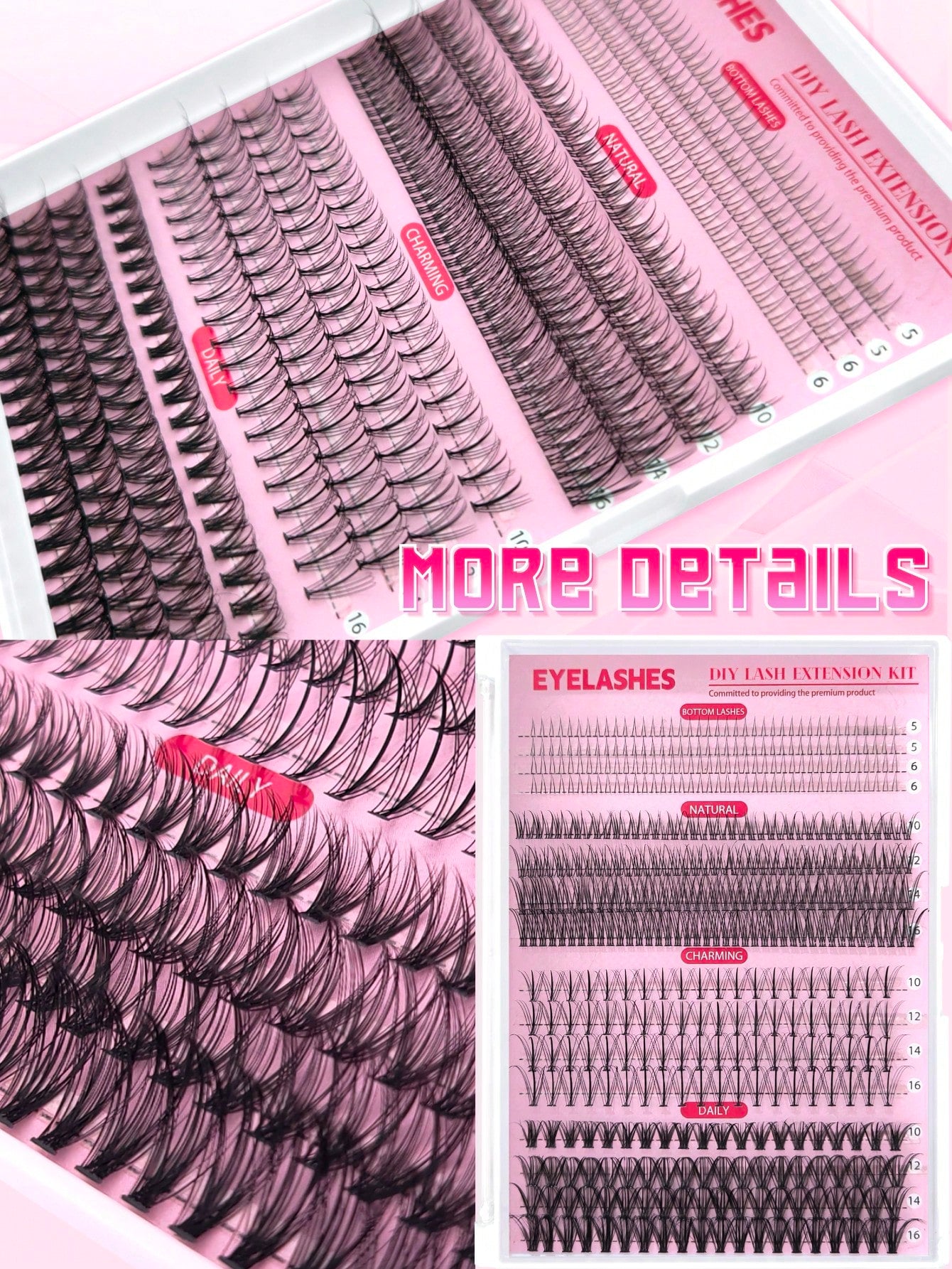 Queenice 480pcs Eyelash Clusters, Lower Lashes, Light Volume, DIY Individual Lashes, Manga Style Lashes, Natural And Voluminous Effect, Curly Lashes, Reusable Lashes, Travel And Holiday Essential, Las